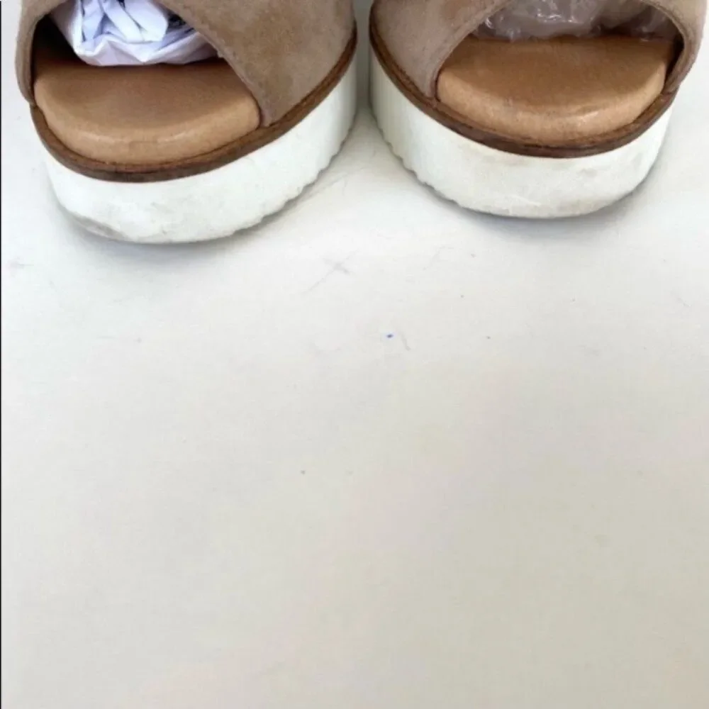 Frau Italian Made Tan Suede Espadrille Wedge Slide Sandals Women’s 10.5/11